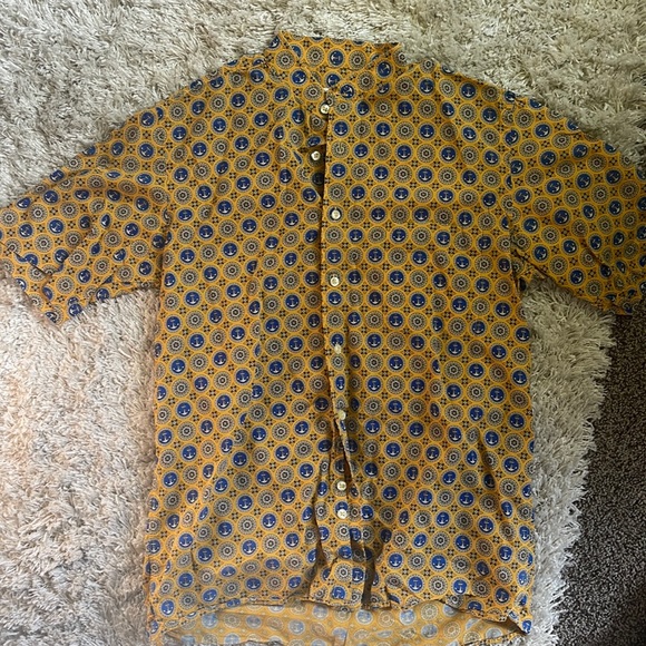 Italian vintage Mens dress shirt, anchor print, unique neckline - Picture 1 of 4